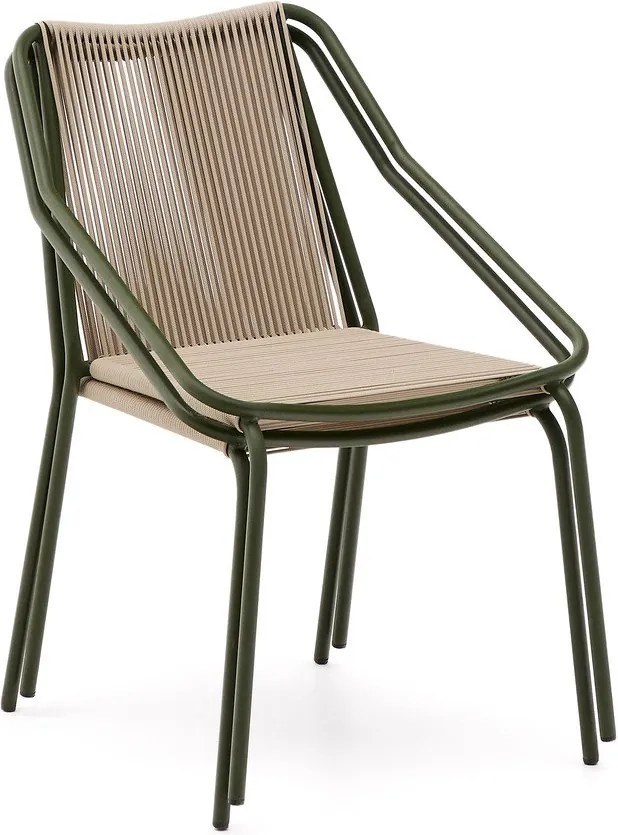 Sötétzöld-bézs fém kerti szék Zivia – Kave Home