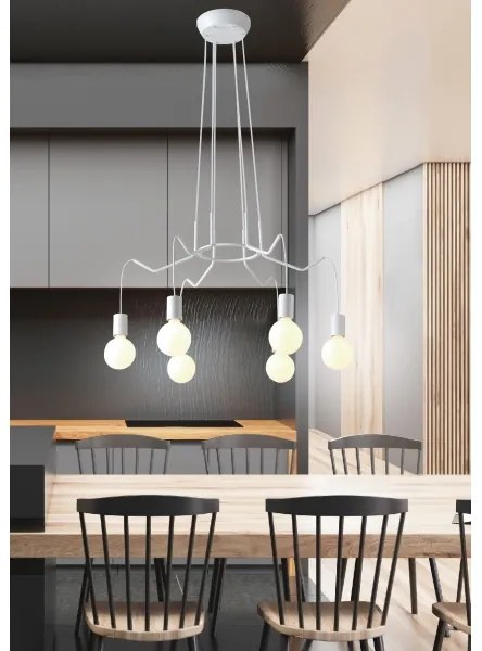 Csillár zsinóron BASSO 6xE27/40W/230V fehér