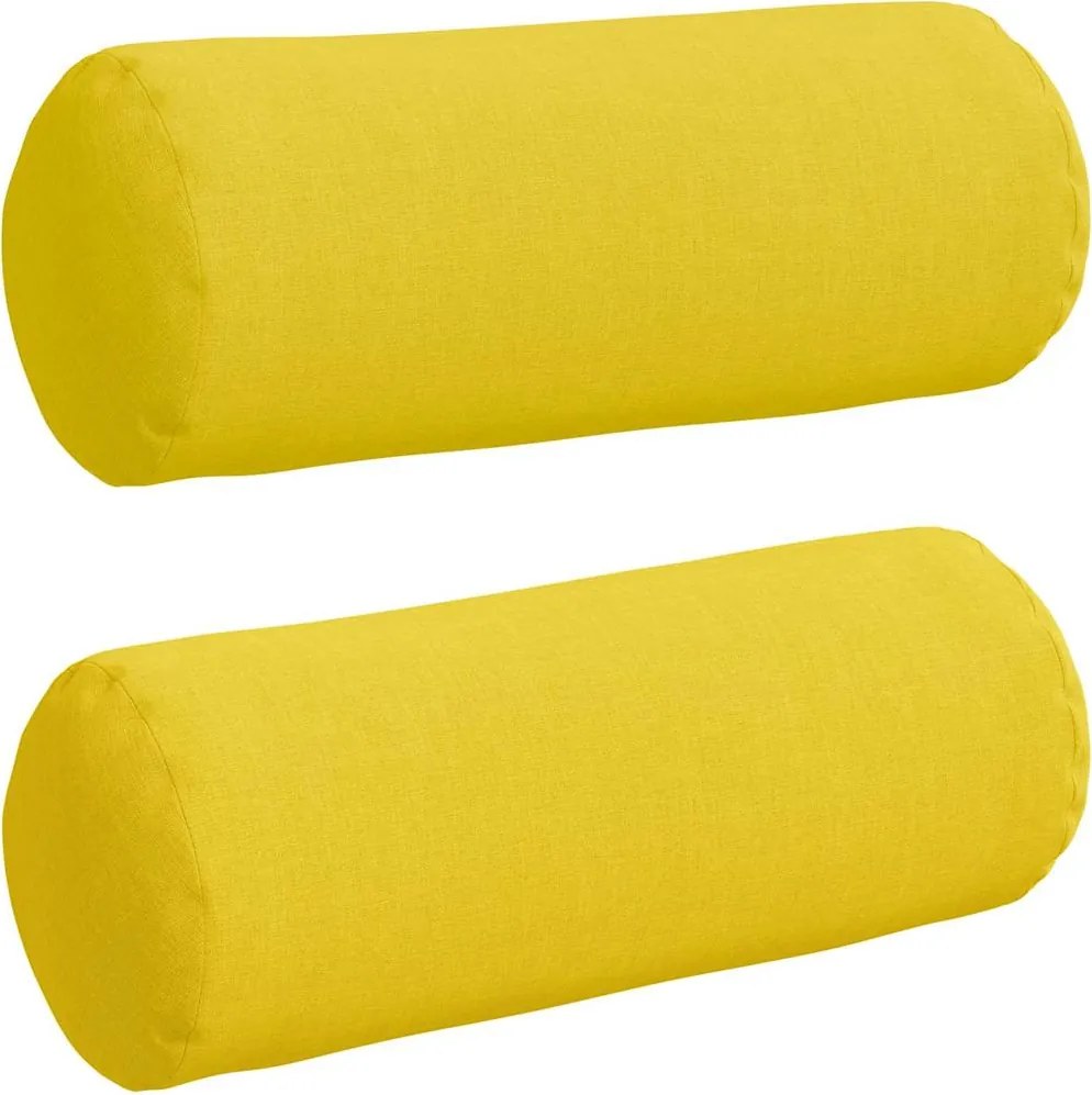 vidaXL Hengerpárnák 2 pcs Világos sárga Ø 15 x 40 cm szövet