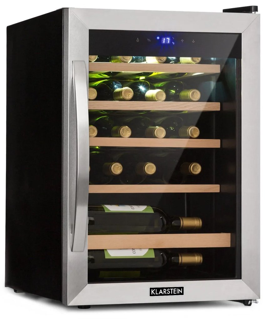 Klarstein Vinamour 19, borhűtő, 65 liter, 19 palack, 4 - 18 °C, 40 dB, üveg, fekete