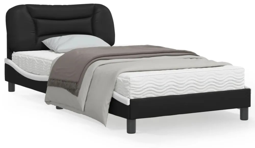 fekete és fehér műbőr ágykeret matrac nélkül Hvar 100x200 cm