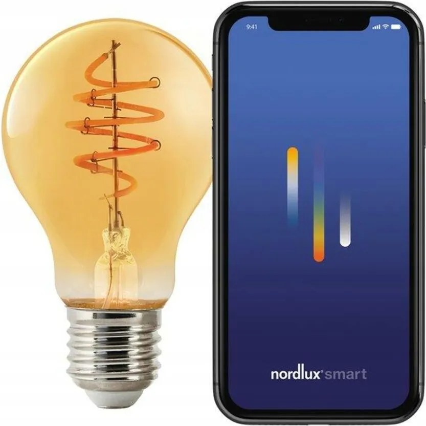 Nordlux Smart E27 Deco A60 okos Led izzó 2200K, szabályozható fényerősséggel, 380lm