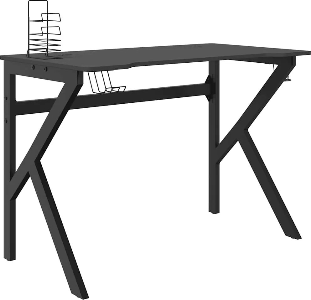 vidaXL fekete K-lábú gamer asztal 110 x 60 x 75 cm
