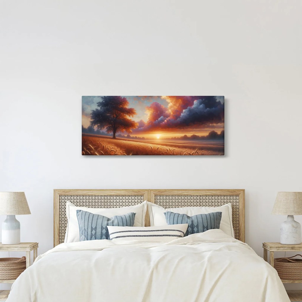 Kép – Naplemente a mezőn (120x50 cm)