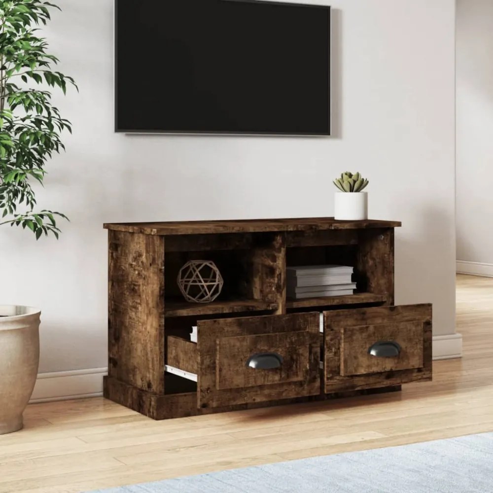 füstös tölgy színű szerelt fa TV-szekrény 80 x 35 x 50 cm