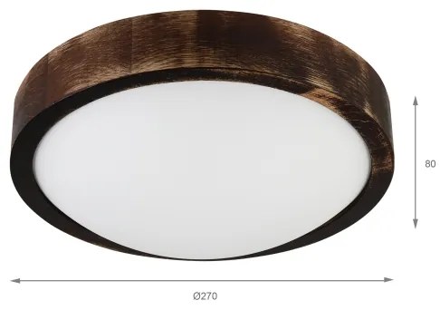 LED mennyezeti lámpa OAK SMOKY SLIM LED/20W/230V 4000K átm. 27 cm tölgy/sötétbarna