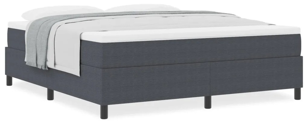 Box Spring Ágy Matraccal Sötétszürke Super King Kordbársony Anyag