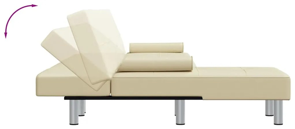 krémszínű L-alakú műbőr kanapéágy 255x140x70 cm