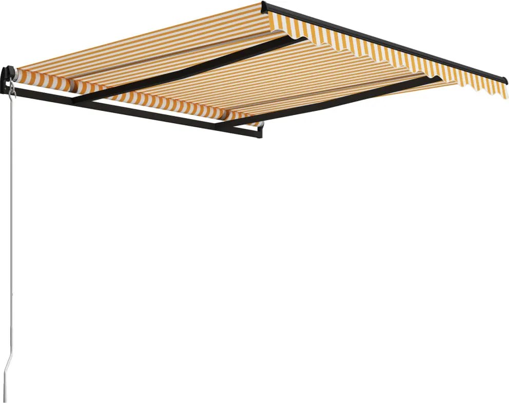 Sárga és fehér kézzel kihúzható napellenző 300 x 250 cm