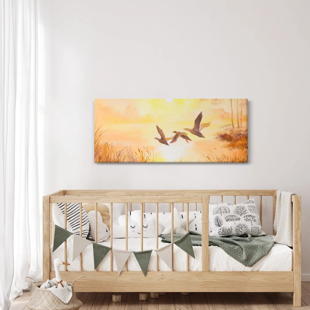 Kép - Daruk naplementekor (120x50 cm)