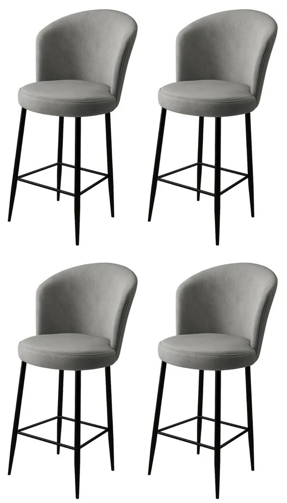 Fora Grey and Black bárszék szett, 4 db, 4 db