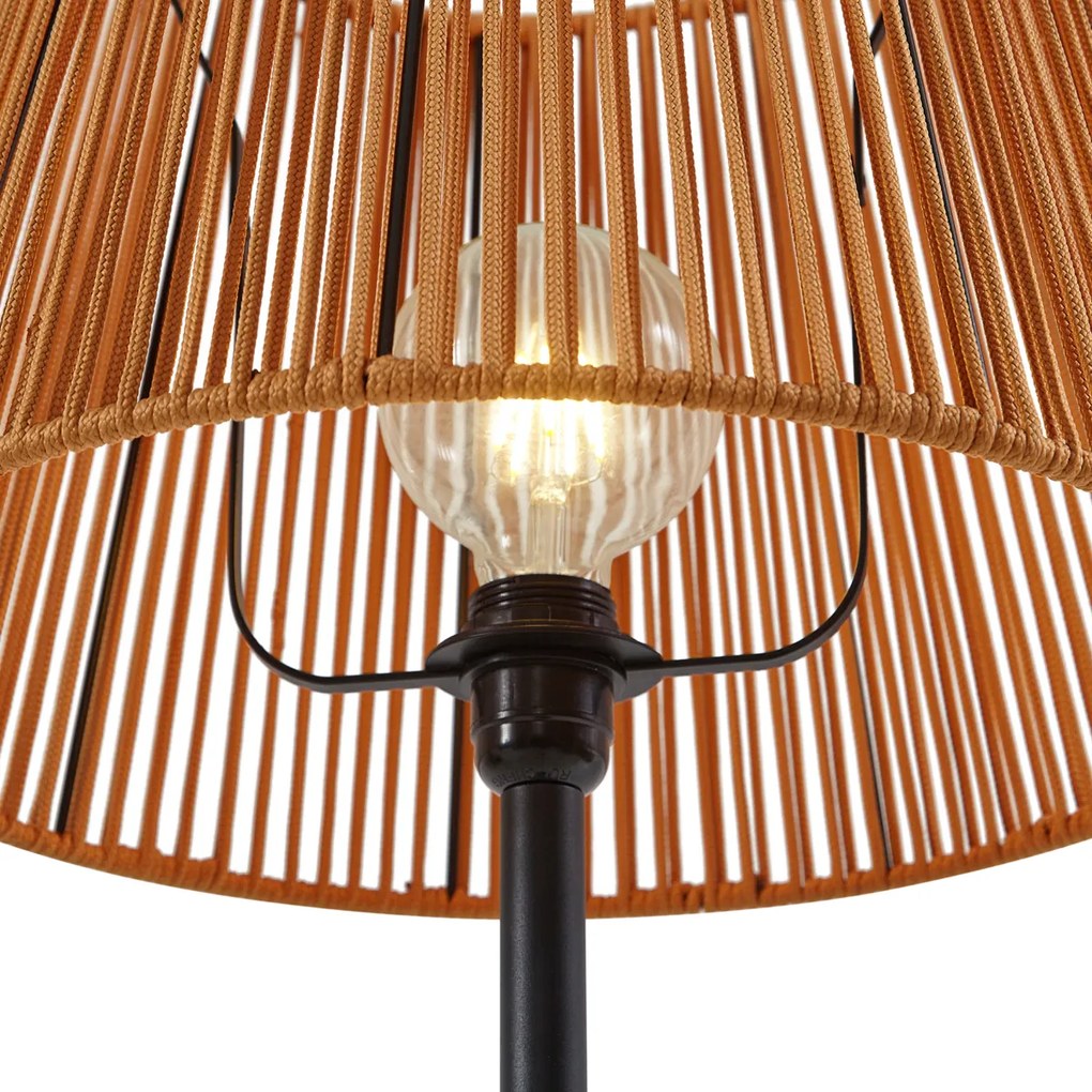 Kültéri állólámpa fekete, narancssárga kötélárnyékolóval IP44 - Virginia Jayla