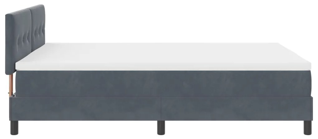 Boxspring Ágy Mattal Sötétszürke 140x200 cm Bársony
