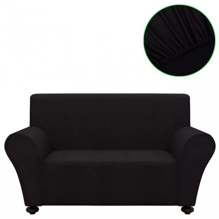 131080  Stretch Couch Slipcover Black Polyester Jersey