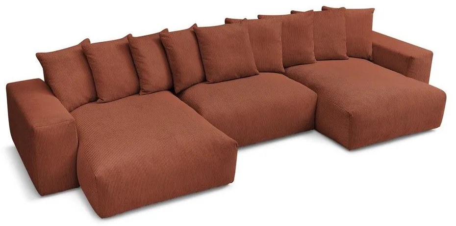 Téglavörös kordbársony sarokkanapé Voltaire – Bobochic Paris
