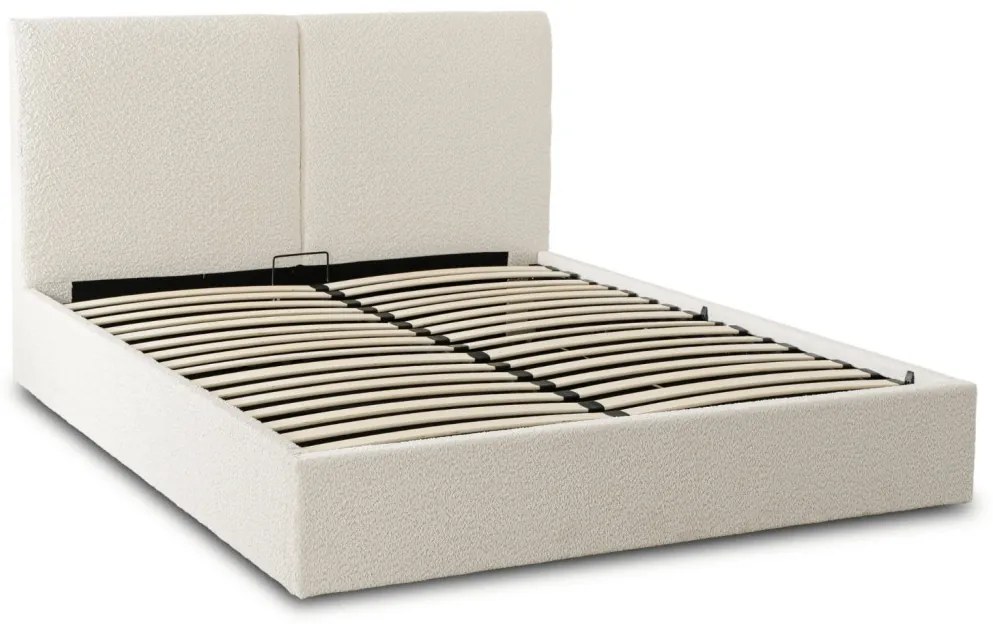 Franciaágy Krém Bouclé Kárpittal. Ágyneműtartóval. 180x200 cm. MARSYLIA