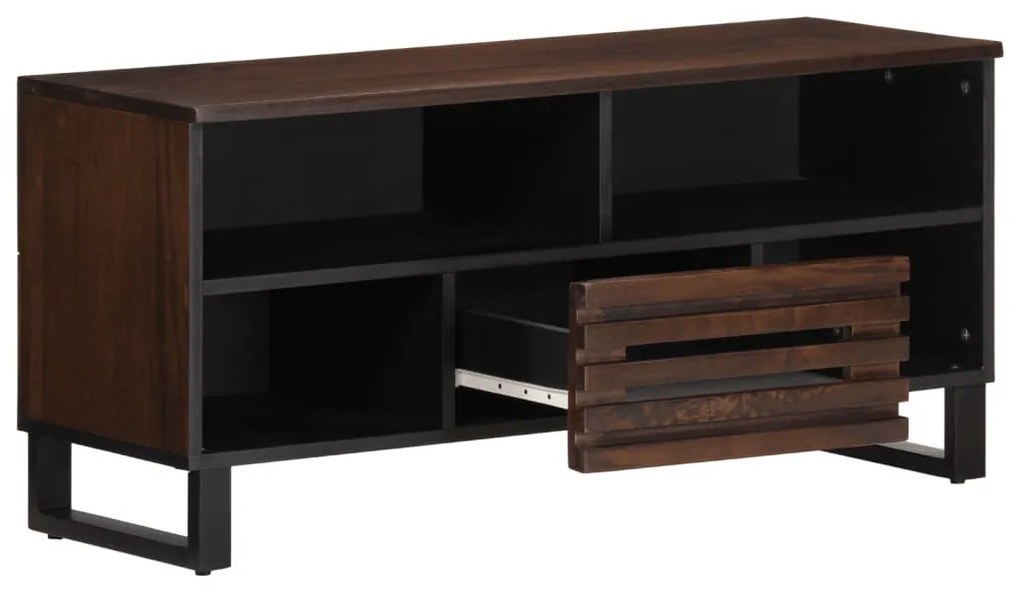 barna tömör mangófa TV-szekrény 100 x 34 x 46 cm