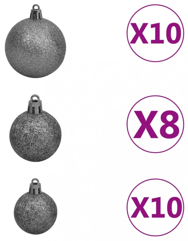 zöld megvilágított műkarácsonyfa gömb szettel 240 cm L