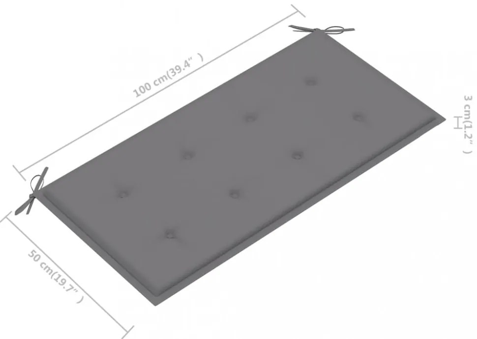 szürke oxford szövet kerti padpárna 100x50x4 cm