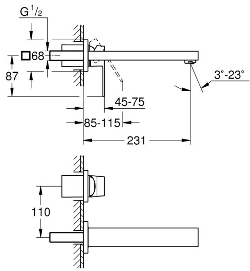 GROHE 23447000 - EUROCUBE 231 mm-es mosdócsaptelep, fényes króm