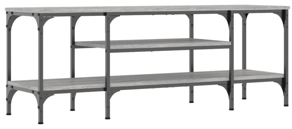 szürke sonoma színű szerelt fa és vas TV-szekrény 121x35x45 cm
