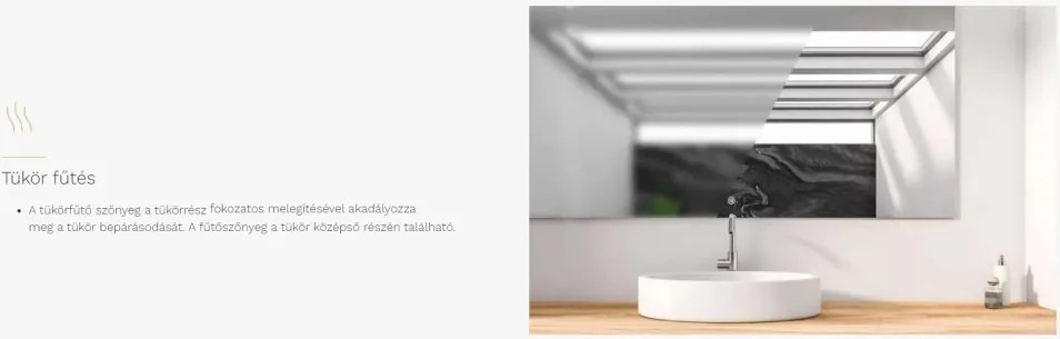 Viva AURA fürdőszoba tükör - érintőkapcsolós - páramenetesítős - órával - LED - FEKVŐ - 100 x 70 cm