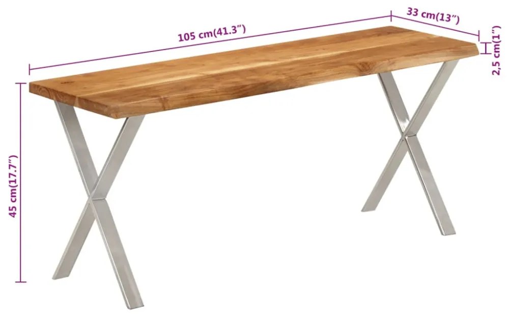 tömör akácfa pad természetes éllel 105 cm