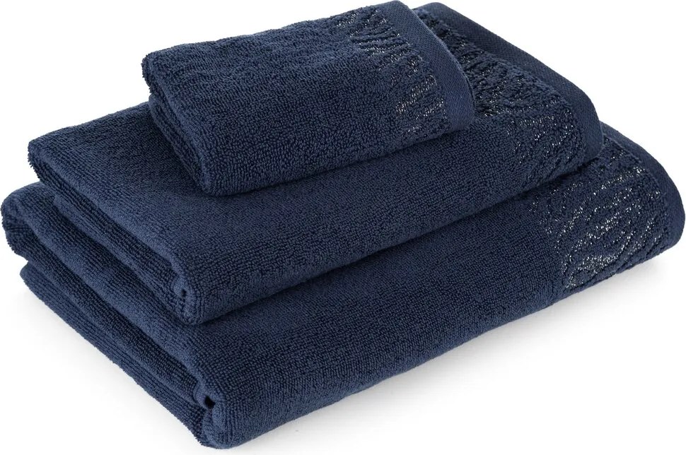 Margo cérnával átszőtt bordó pamut törölköző 70x140 sötétkék