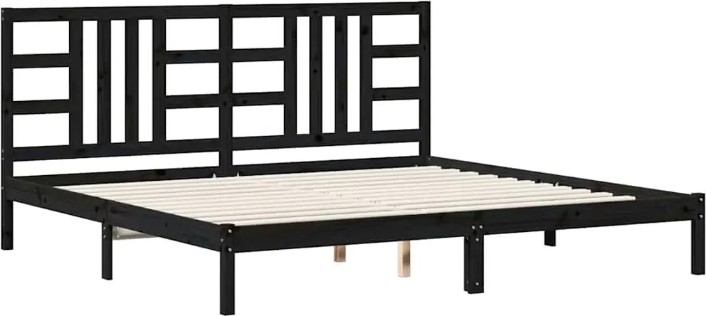 vidaXL fekete tömör fa ágykeret 200 x 200 cm