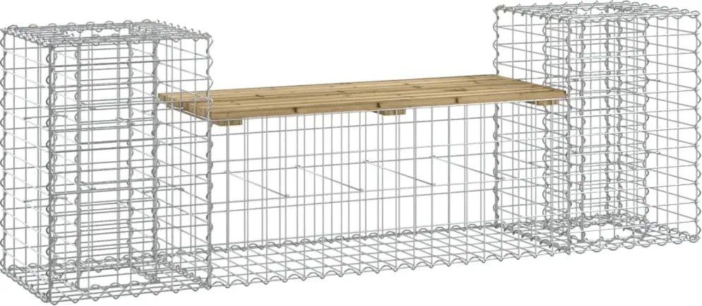 vidaXL tömör impregnált fenyőfa gabion kerti pad 183x41x60,5 cm