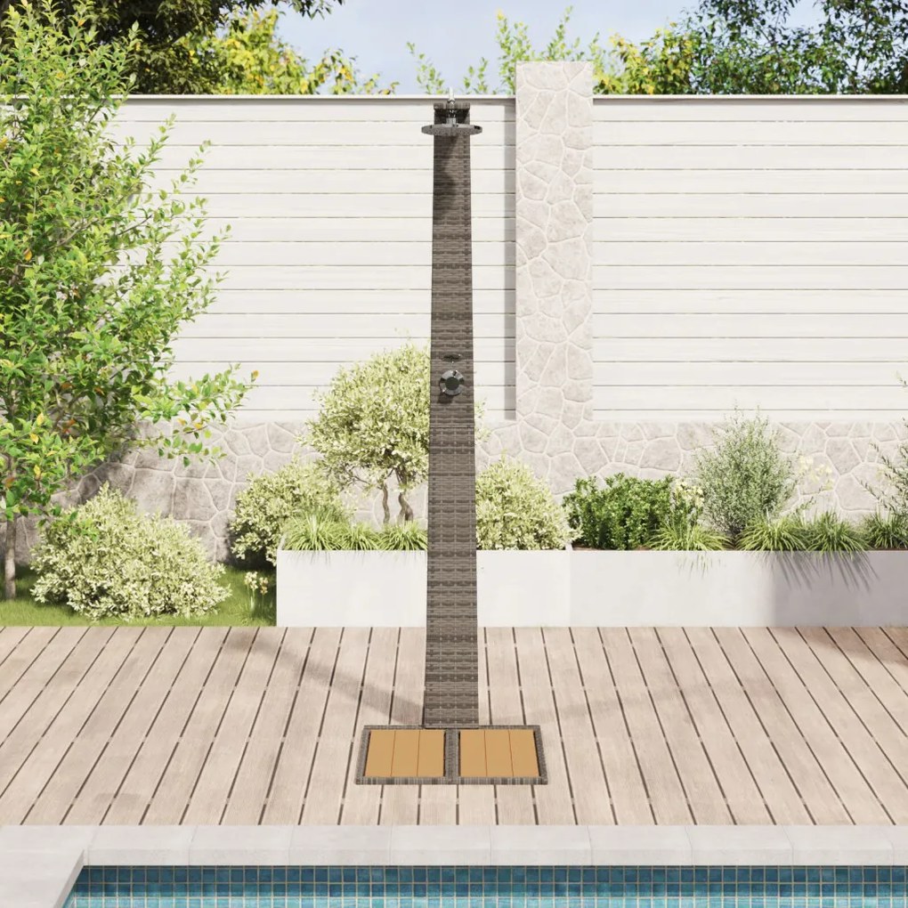 Kerti zuhany Szürke 60x80x214 cm Poly Rattan