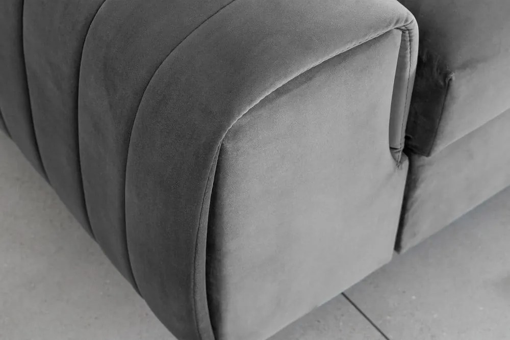 Világosszürke bársony kinyitható kanapé 261 cm Laurence – ELTAP