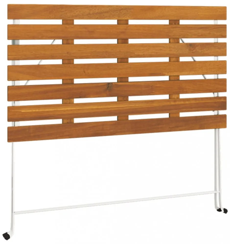 tömör akácfa és acél összecsukható bisztróasztal 100x54x71 cm