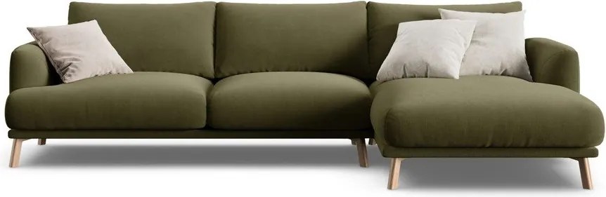 Zöld bársony sarokkanapé (jobb oldali-heverő résszel) Naomi – Micadoni