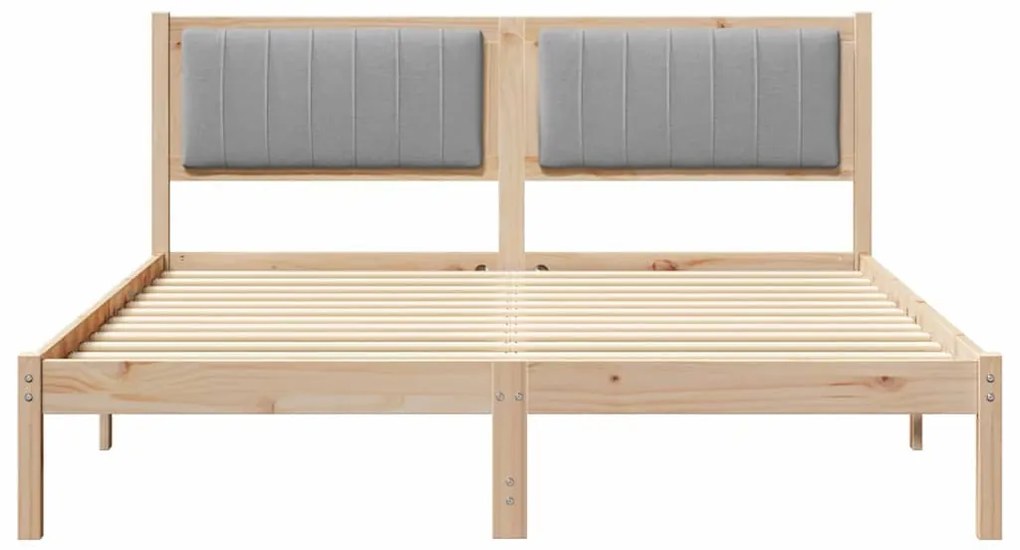 Ágykeret Kárpitozott Fejtámlával Világosszürke 160 x 200 cm