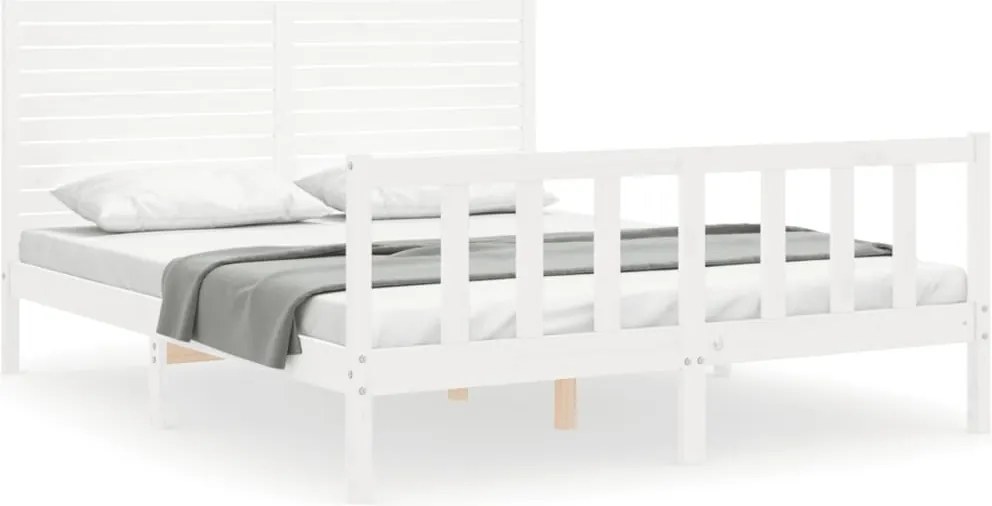 vidaXL fehér tömör fenyőfa ágy matrac nélkül 160 x 200 cm