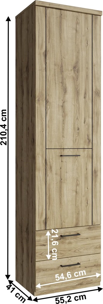 Álló szekrény 1D2S, navarra tölgy, DORSI