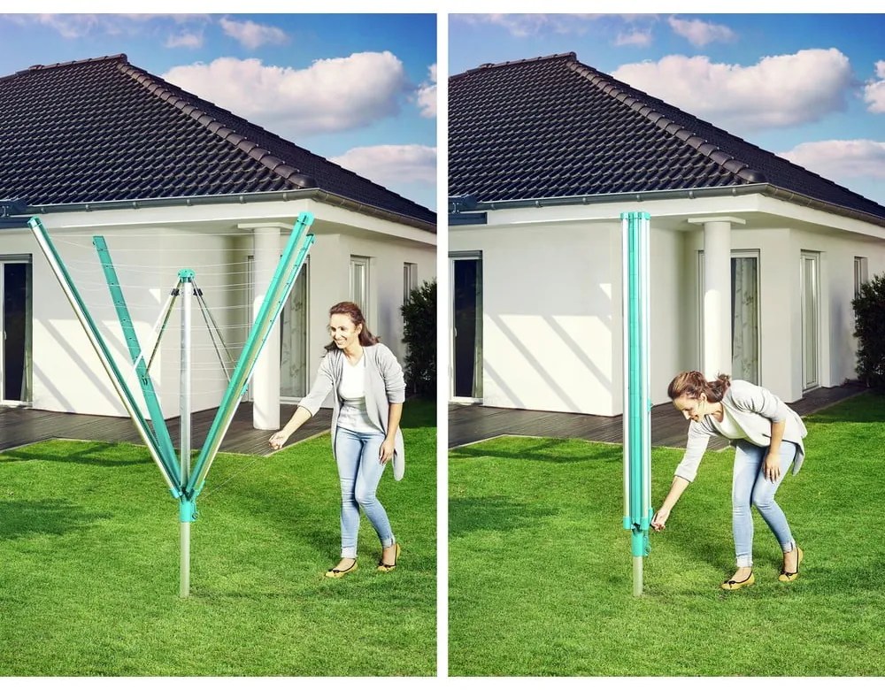 Ezüstszínű kerti ruhaszárító 60 m Linomatic 600 Deluxe Cover – LEIFHEIT