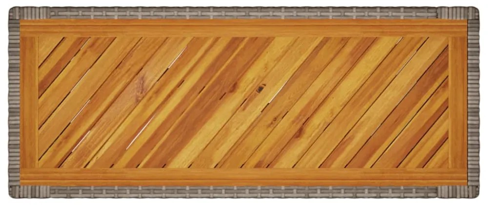 szürke polyrattan falapos kerti asztal 100x40x75 cm