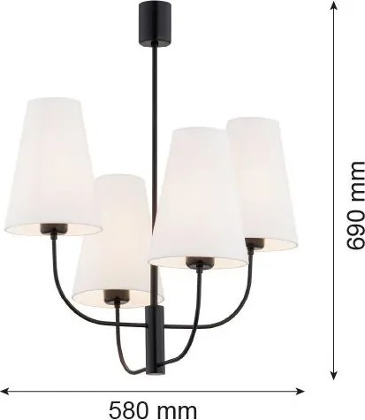 ARGON 1822 SAFIANO Modern Csillár Fehér, Fekete E27 IP20