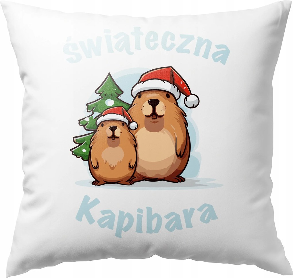 Karácsonyi Nyomott Mintás Párna Capybara Capy Kisállat Kapibara Nyomott Minta
