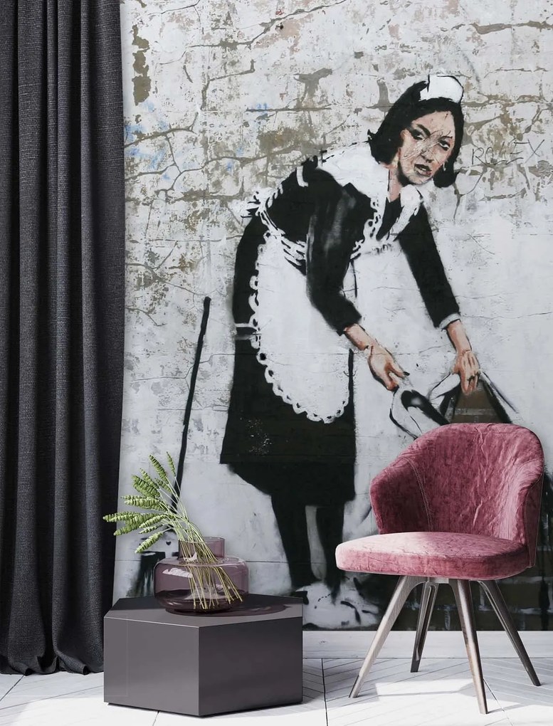 Gario Fotótapéta Maid banksy - street art falfestmény Anyag: Vlies, Méret: 100 x 140 cm