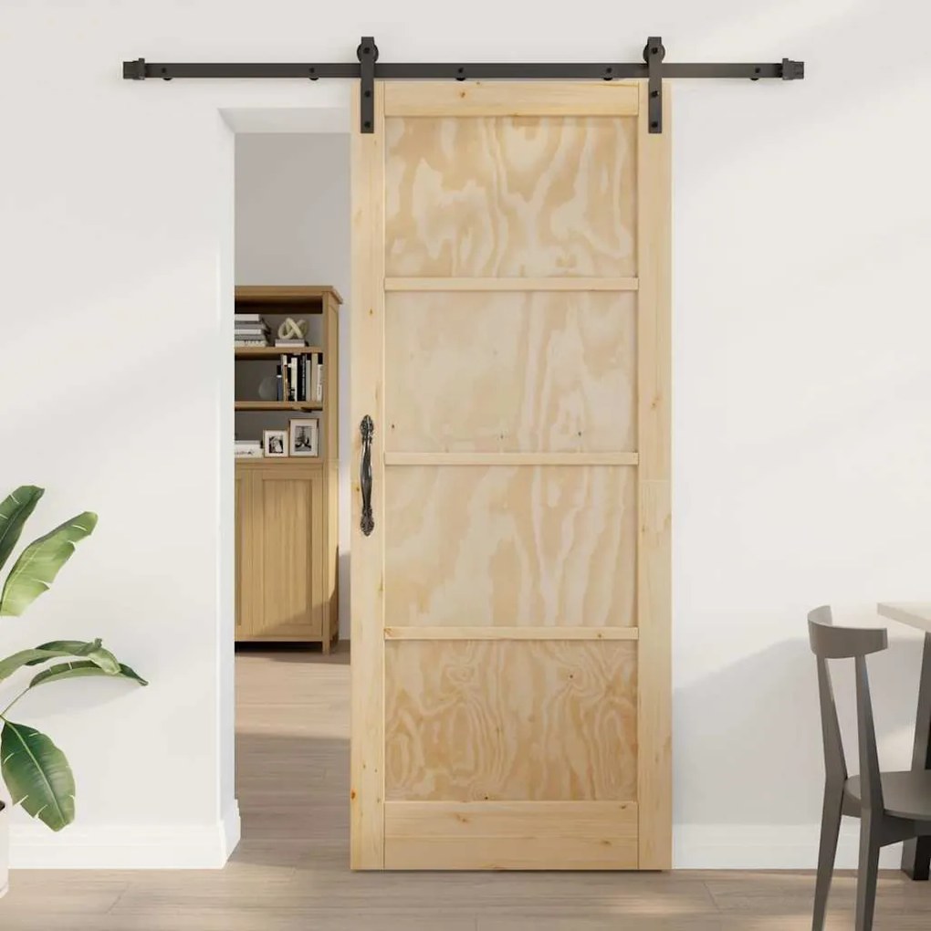 Csúszó Ajtó Természetes és fekete 86 x 211 cm
