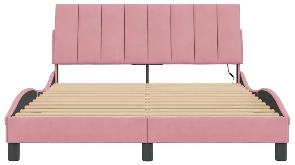 vidaXL rózsaszín bársony ágykeret LED-ekkel matrac nélkül Hanko 140 x 200 cm