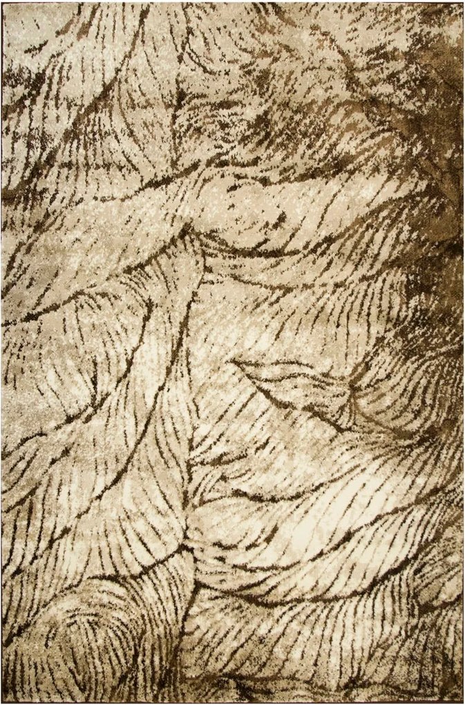 140x190 cm Puha Nappali Szőnyeg Barna Bézs Levelek