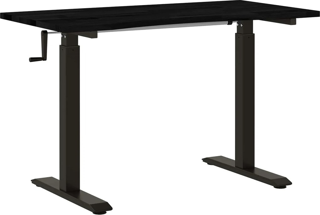 vidaXL Asztal tárolóval Fekete és Sötétbarna 120 x 60 cm Tömör Tölgyfa