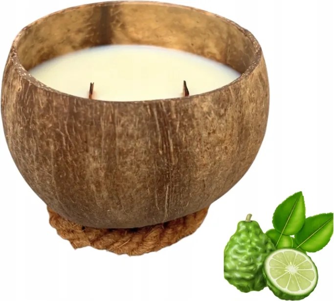 Kókusz illatgyertya KM12R Bergamott, Lime HandMade Fa Kanóc