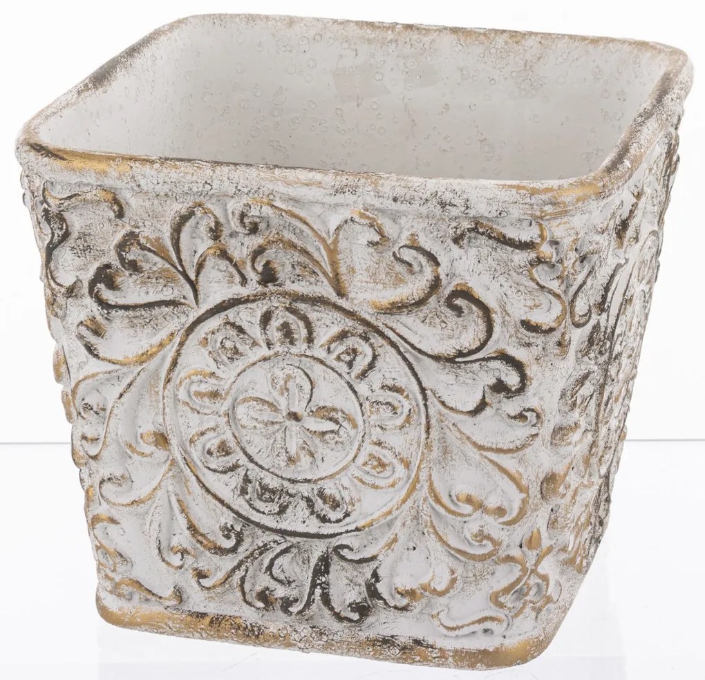 Kaspó cement arany, szürke 15x18,5x18,5 cm