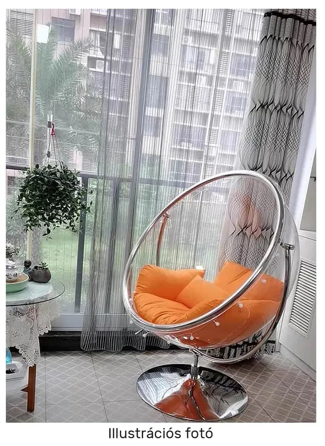 Függő fotel állvánnyal, átlátszó/ezüst/szürke, BUBBLE TYP 2