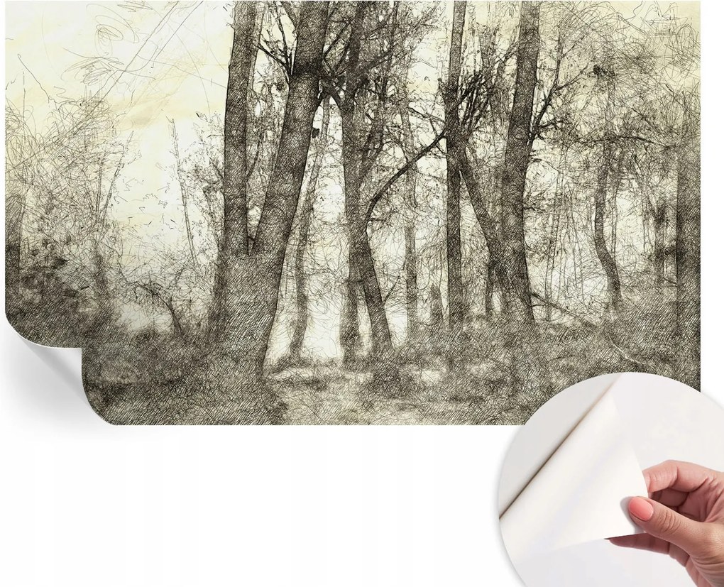 Öntapadós tapéta Fali furnér 3D hatás Erdei melankólia 416x254 cm